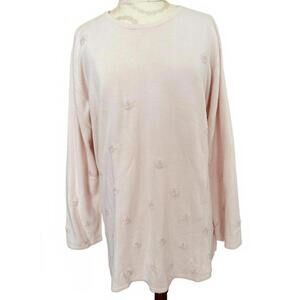 Vintage Sag Harbor Sweater Embroidered Flowers Long Sleeves Pink Size 1X